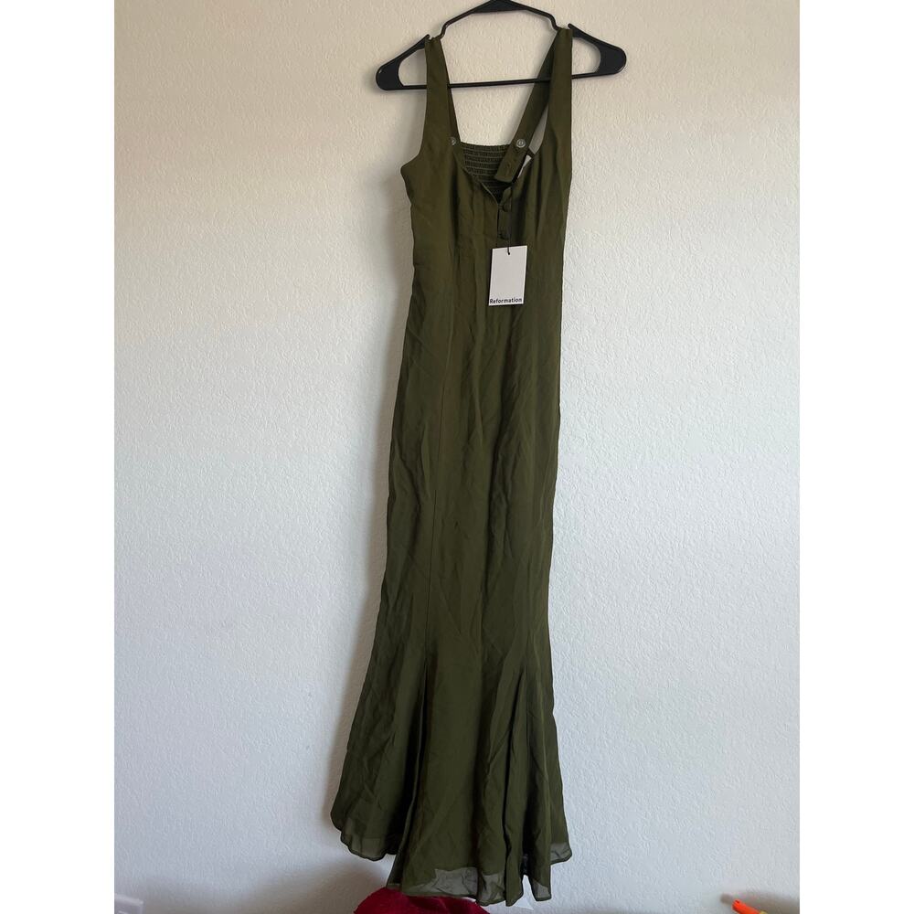 SZ 0 Reformation Laine Dress Moss Garden NWT - Picture 4 of 5